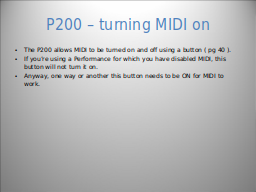P200 – turning MIDI on