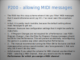 P200 – allowing MIDI messages