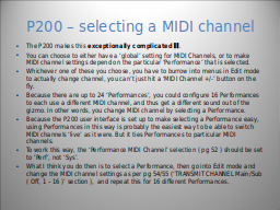P200 – selecting a MIDI channel